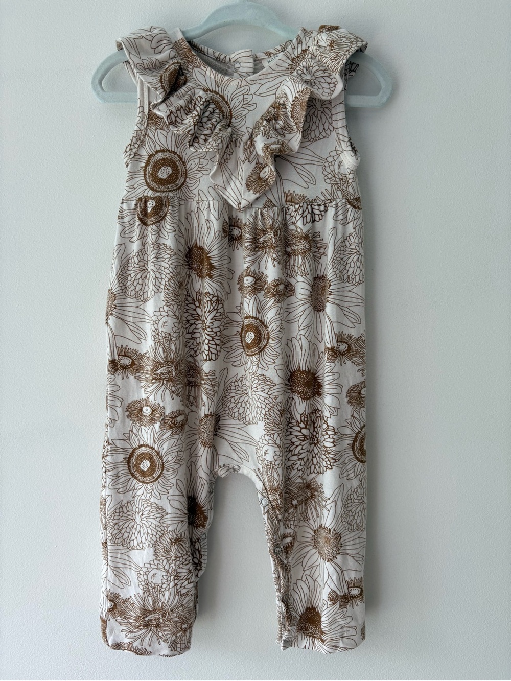 Kate Quinn Romper in Creamwith Brown Sunflower Print